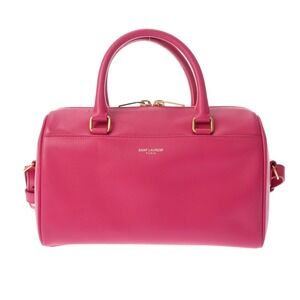 SAINT LAURENT Duffle Shoulder Bag Pink Leather